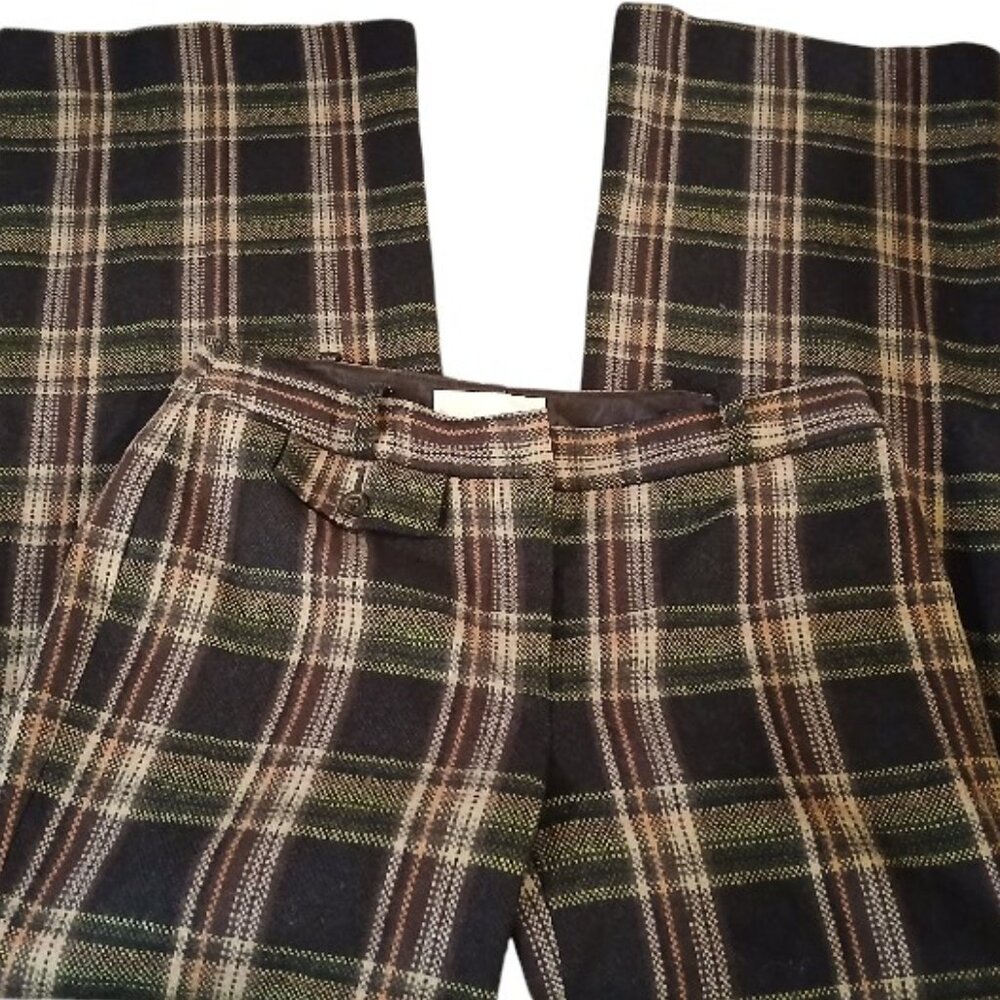 MICHAEL Michael Kors Wool Plaid Wide Leg Dress Trousers - Picture 4 of 11